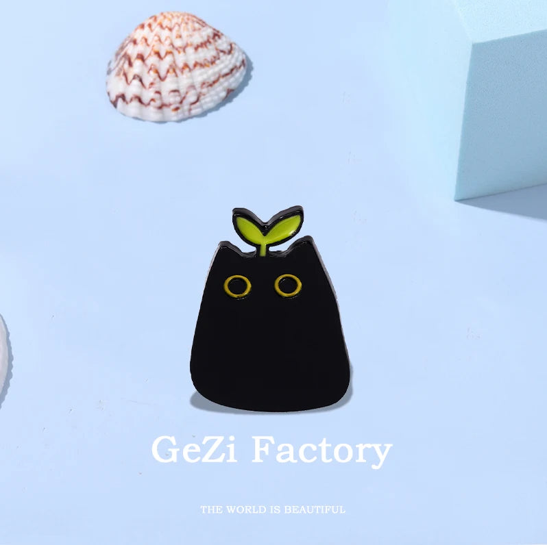 Cute Black Cat Enamel Pin – Cartoon Animal Metal Brooch Badge Jewelry Gift for Kids Punk Style