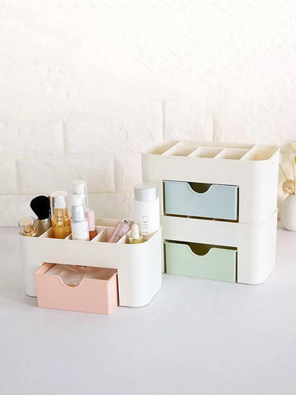 Multifunctional Nail & Cosmetic Storage Box - Cotton Swab, Accessories & Jewelry Organizer for Desktop