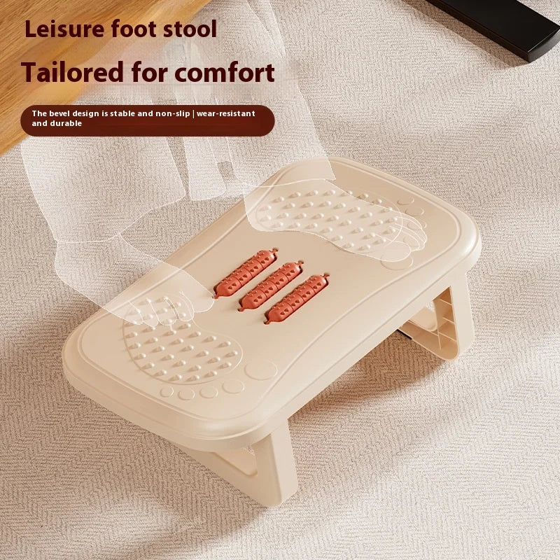 Scalebeard Under Desk Footrest - Ergonomic Foot Stool with Massage Rollers for Pain Relief at Home & Office