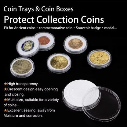 10/25pc Transparent Plastic Coin Capsules – 21-45mm Coin Storage and Collecting Case Holder