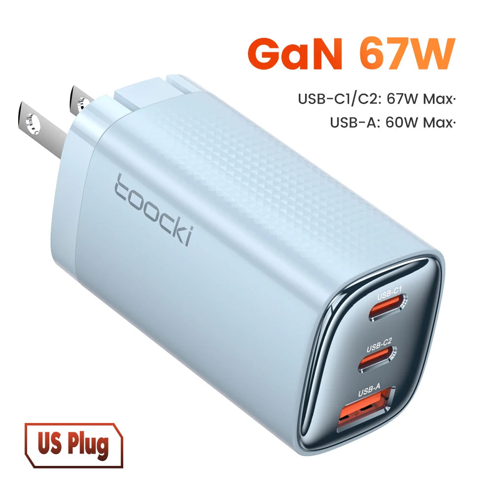 Toocki 67W GaN USB-C Charger — Digital Display Quick Charge PD PPS QC4.0 for MacBook, Laptop, iPad, iPhone 15/14