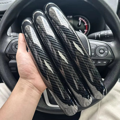 3-Piece Carbon Fiber Silicone Steering Wheel Cover Set – Non-Slip Round Wheel Protectors with Leather-Style Finish for Cars