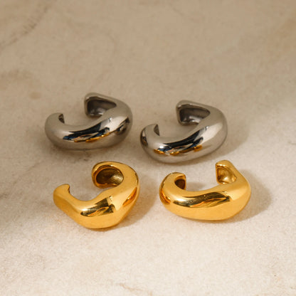 18K Gold Plated Punk Hip Hop Irregular Ear Clip – Waterproof Trendy Stainless Steel Jewelry