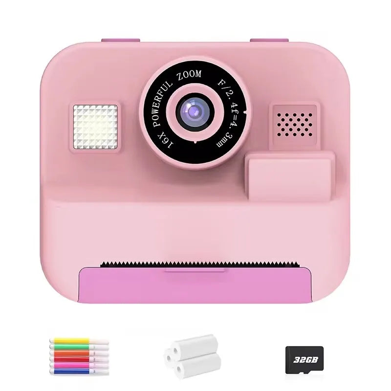 Children's Mini Digital Camera – Thermal Printing, Image Stabilization & 32GB Card Included