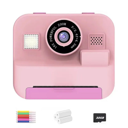 Children's Mini Digital Camera – Thermal Printing, Image Stabilization & 32GB Card Included