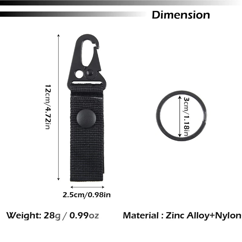 Tactical Molle Keychain with Metal Hook – Nylon Backpack Key Holder