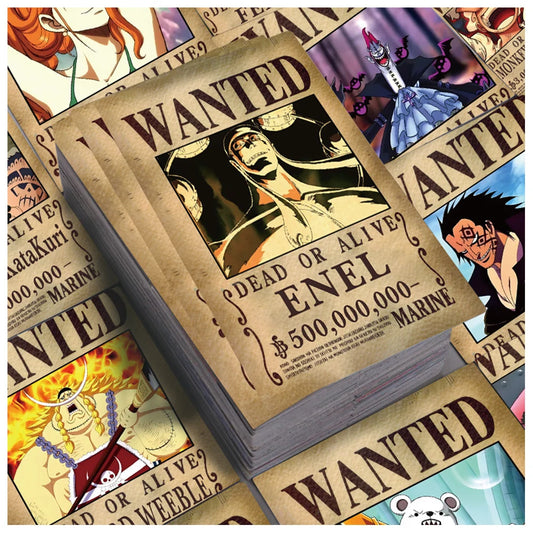 56PCS One Piece Anime Stickers – Wanted Poster Cartoon Decals for Laptop, Notebook, Phone & Wall Decoration
