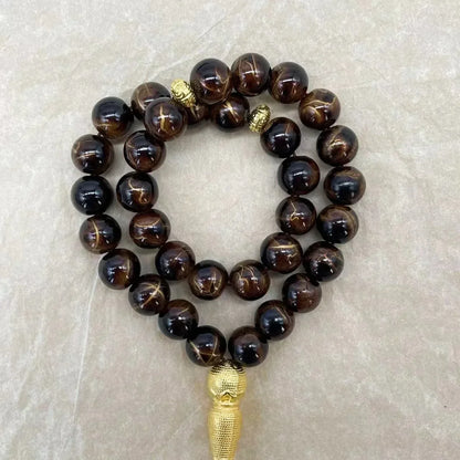 10mm 33pcs Glass Tassel Islamic Rosary Bracelet – Turkish Muslim Tasbih Prayer Beads Jewelry for Women Allah Mohammed Spiritual Gift