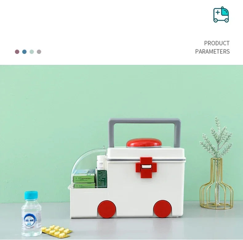 Portable Ambulance Medicine Box – Large Capacity Household Medical Storage & Classification Organizer