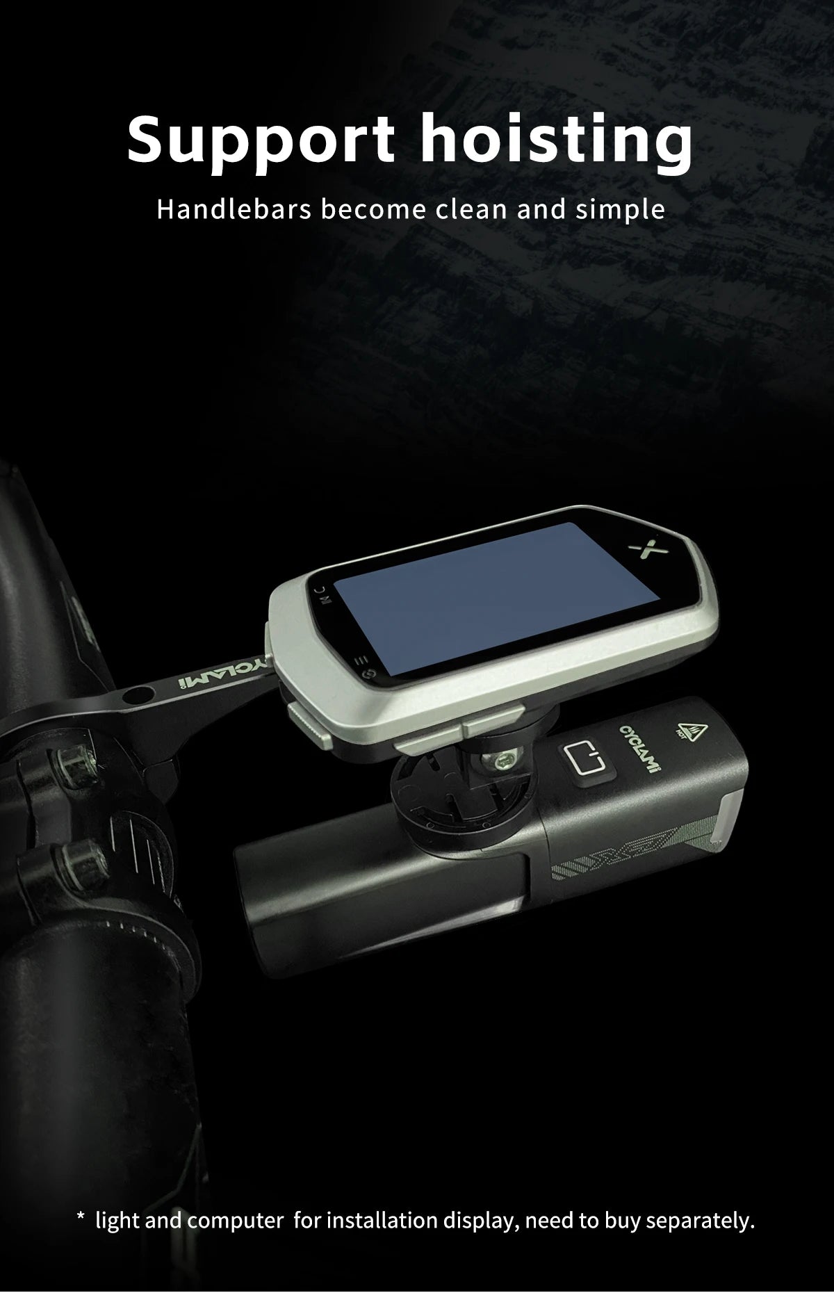 CYCLAMI S5 Aluminum Alloy Double-Sided Bike Computer Mount — MTB Road GPS Headlight Holder for GARMIN, XOSS, IGPSPORT, Coospo