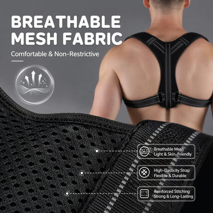 VBOSI Unisex Back Posture Corrector Belt – Adjustable Breathable Support for Hunchback Prevention & Sitting Posture Correction