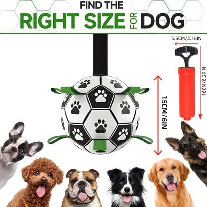 Damaly Interactive Dog Soccer Ball - Durable Water-Resistant Play Ball with Grip Ring for Chasing and Fetch, No Battery Required
