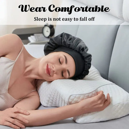 Satin Night Hair Cap : Premium Solid Sleep Care Bonnet for Women - Unisex Nightcap