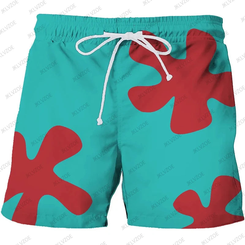 3D Patrick Star Swim Shorts - Quick-Dry Anime Beach Board Shorts