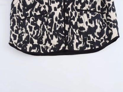 2024 Autumn Women's Snake Skin Printed Jacket – European & American Style, Fashion Button Long Sleeve Coat