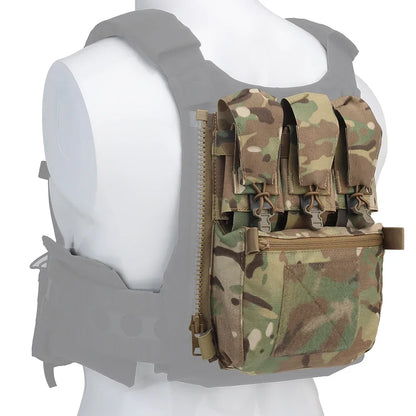 V5 FCPC Sport Vest Back Panel – Zippered Backplate with Expansion Bag & Triple Pouch for Airsoft Vest Plate Carrier Accessories