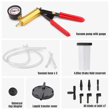 CAER Manual Brake Bleeder & Vacuum Pump Kit – 2-in-1 Handheld Automotive Fluid Tester with Gauge & Adapters