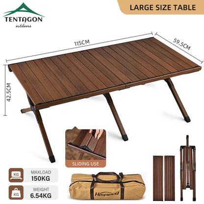 Hispeed Outdoor Camping Folding IGT Table – Multifunctional Wood Table with Gas Stove for BBQ, Picnic & Camp Grill