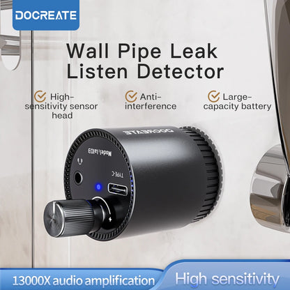 Docreate Mini Leak Detector & Sound Amplifier - 13000X Audio Magnification Sensor with Rechargeable 200mAh Battery