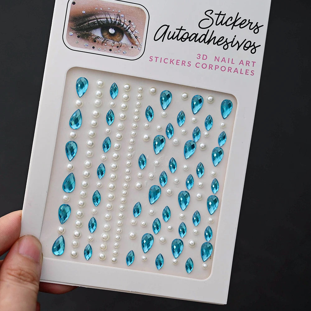5D Face Diamond Gem Stickers - Colorful Rhinestone Body Makeup Tattoo for Festival, Nail Art & DIY Bling Style