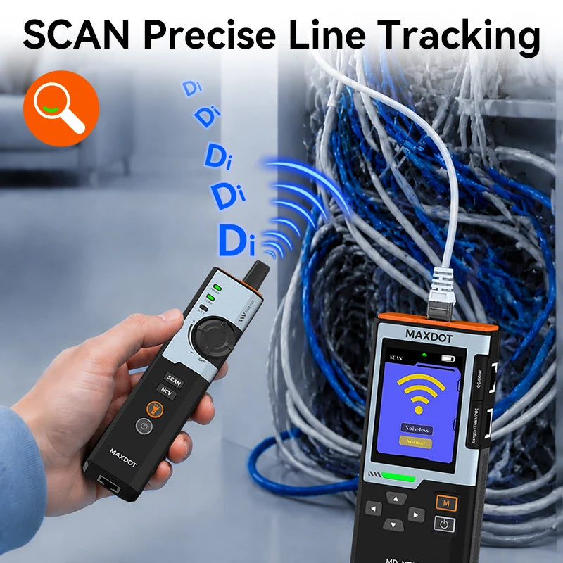 MAXDOT Network Cable Tester - RJ45/RJ11 Line Finder with PoE Detection & Network Repair Functions