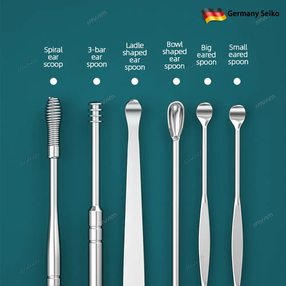 Ear Cleaner Set: Earpick Ear Wax Remover Spoon Curette - Spiral Ear Cleaning Kit for Easy Earwax Removal - Gadget for Ear Hygiene