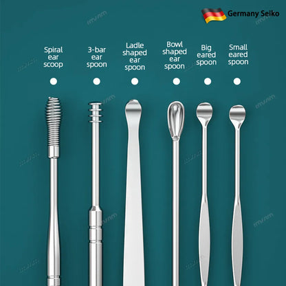 Ear Cleaner Set: Earpick Ear Wax Remover Spoon Curette - Spiral Ear Cleaning Kit for Easy Earwax Removal - Gadget for Ear Hygiene