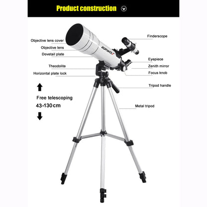 BORWOLF 40070 Professional Astronomical Telescope - 333X High-Definition Monocular for Moon, Stars & Bird Watching