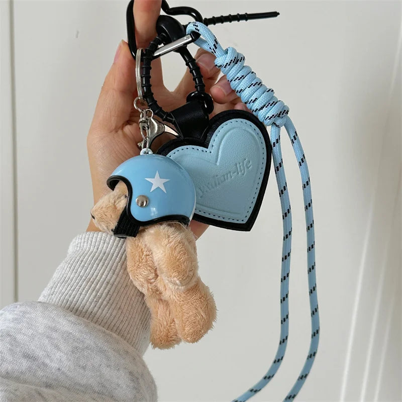2024 Cute Electric Car Bear Plush Key Pendant – Trendy Dachshund Bag Charm for Girls’ School Bags