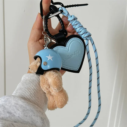 2024 Cute Electric Car Bear Plush Key Pendant – Trendy Dachshund Bag Charm for Girls’ School Bags