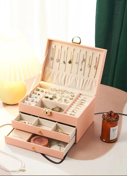 High-End Multi-Layer Jewelry Box – Large Capacity Drawer Organizer for Earrings and Accessories