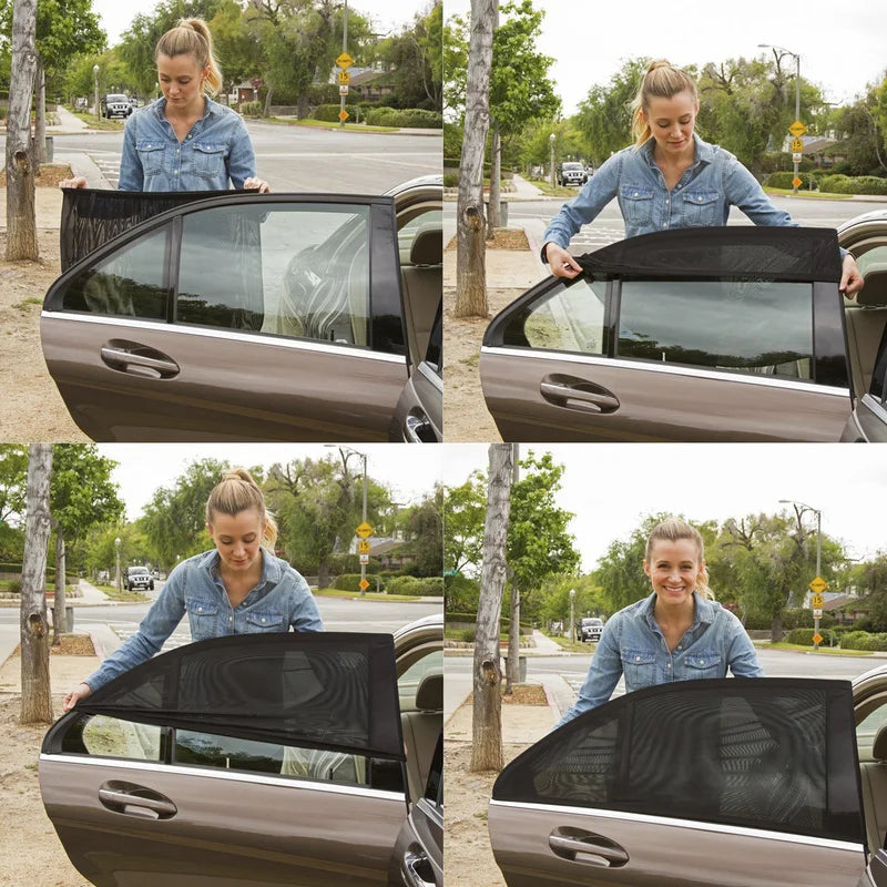 Universal Car Sun Side Window Shade Curtain : Rear Window Cover for UV Protection - Stylish Sunshade Visor Shield and Automotive Accessory