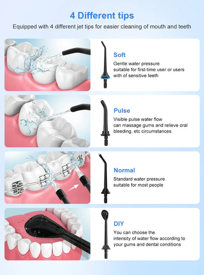 INSMART Portable Oral Irrigator – 300ml Waterproof Dental Water Flosser for Teeth Cleaning & Whitening