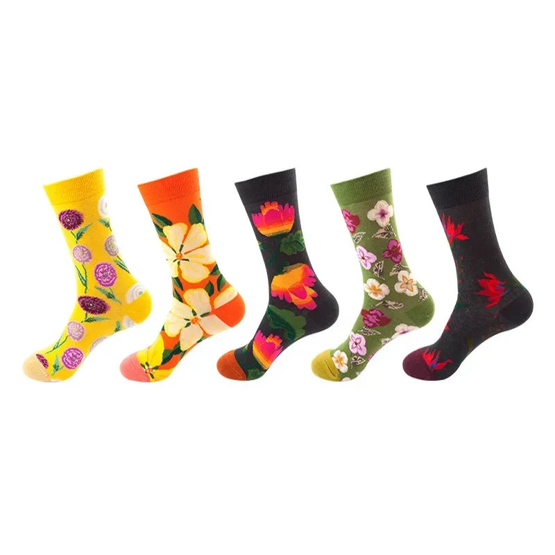 Men's Cotton Dress Socks 5-Pair Pack - Funny Casual Novelty Crew Socks Gift Set