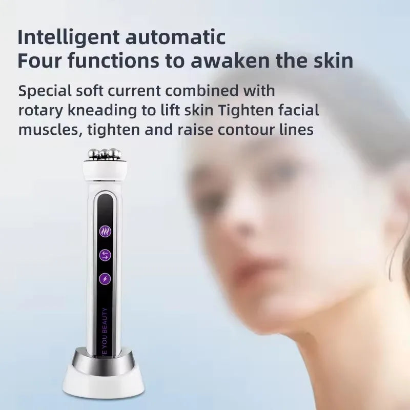 3 in 1 RF EMS Facial Roller Massager – 360° Skin Lifting, Fine Line Reduction, Microcurrent Beauty Machine