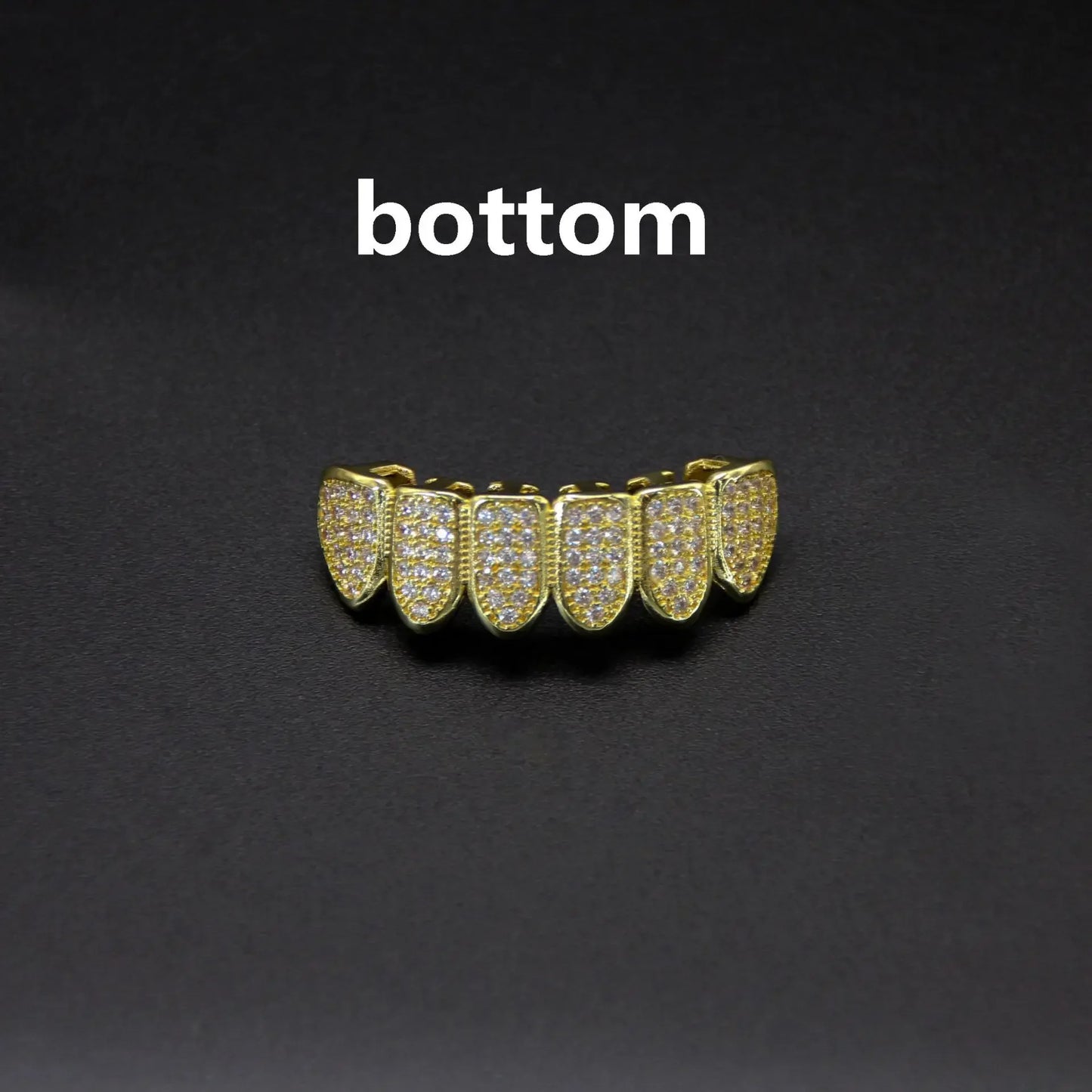 HipHop CZ Teeth Set – Unisex Gold & Silver Top/Bottom Mouth Caps, Removable Dental Fashion Jewelry
