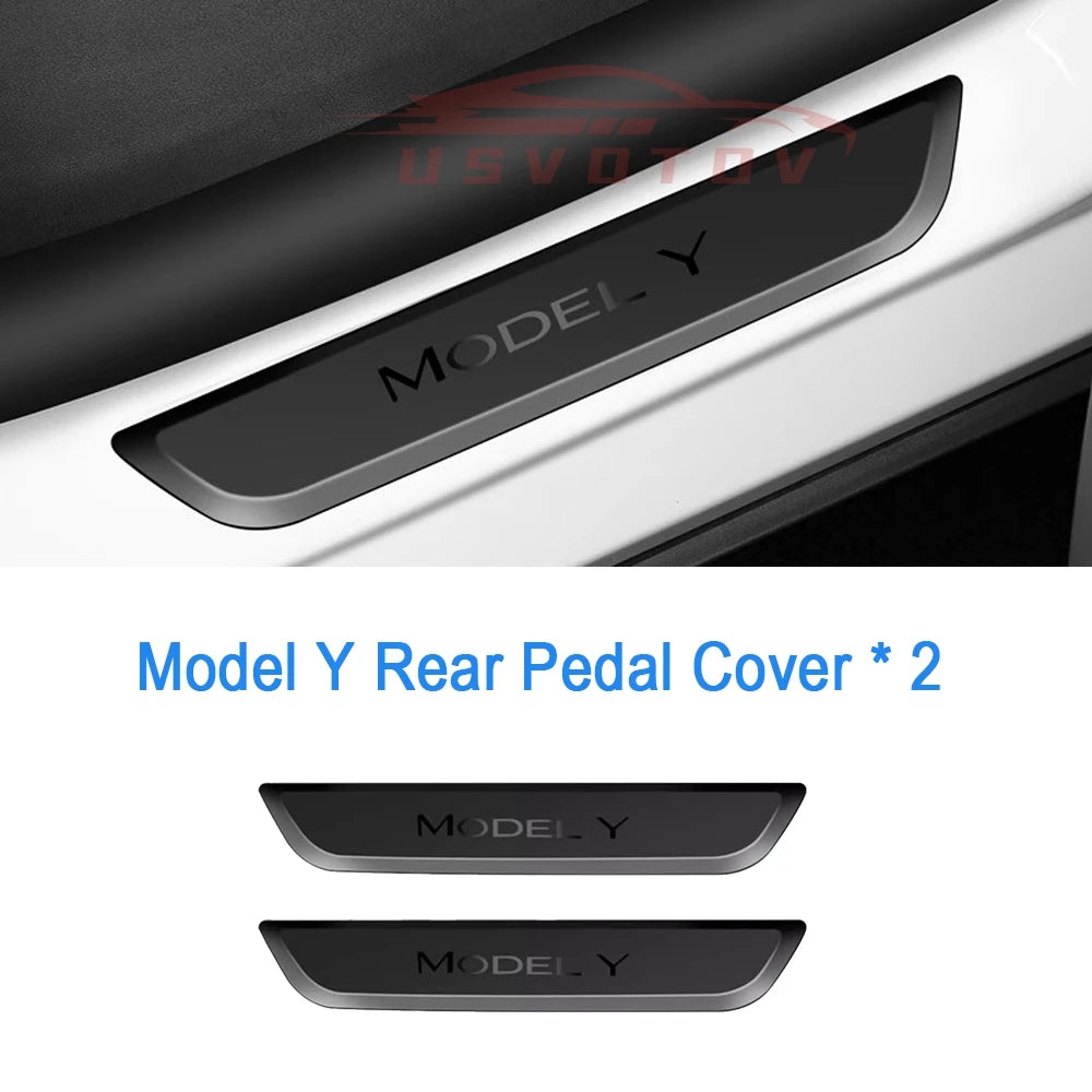 Rear Door Sill Protective Pad for Tesla Model Y – Anti-Kick Threshold Guard Cover Strip, Original Fit Accessories