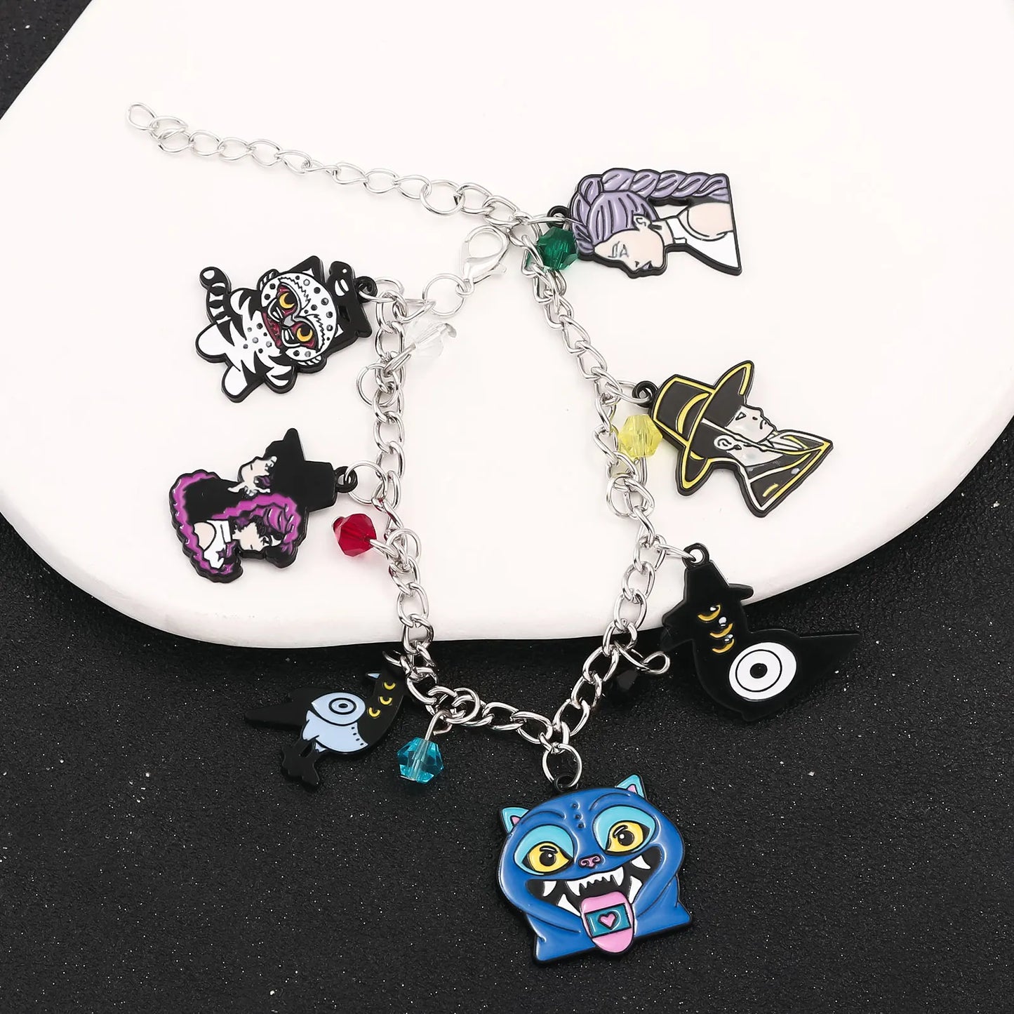 Y2K K-Pop Demon Hunters Bead & Enamel Pendant Bracelet – HUNTR/X Bangle Cosplay Jewelry Gift