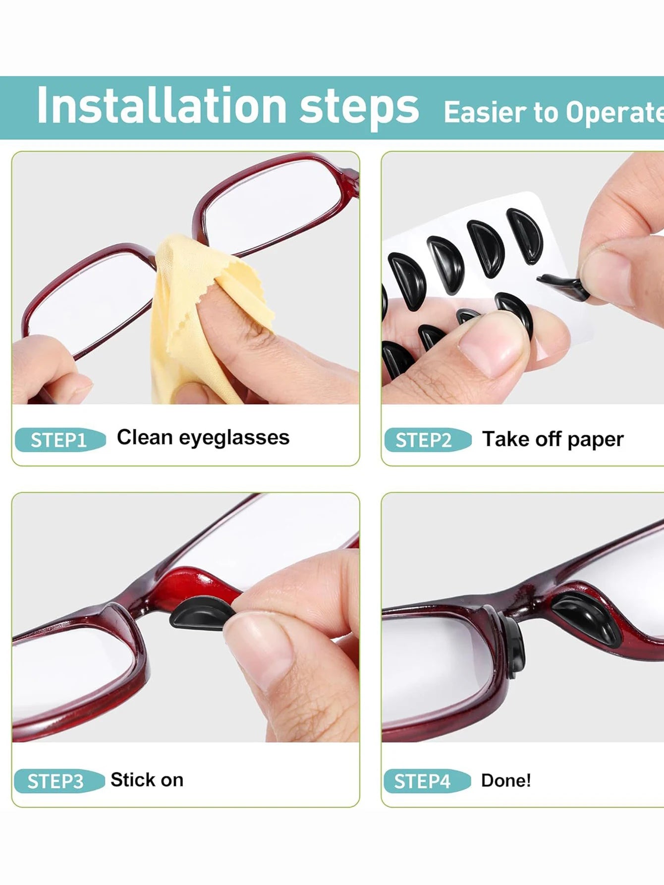 5 Pairs Anti-Slip Silicone Glasses Nose Pads - Soft Adhesive Nose Pads for Eyeglasses & Sunglasses (Black/White)