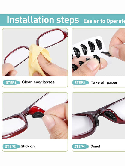 5 Pairs Anti-Slip Silicone Glasses Nose Pads - Soft Adhesive Nose Pads for Eyeglasses & Sunglasses (Black/White)