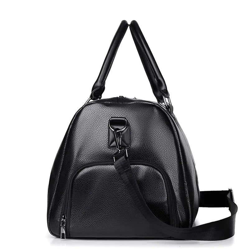 Retro Short Trip Bag – Large Capacity Sports, Motorcycle, and Training PU Waterproof Leisure Fitness Bag
