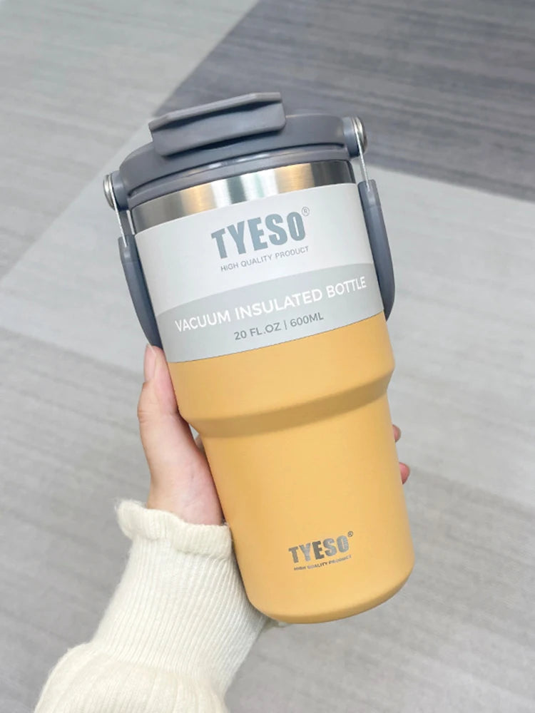 Tyeso Double-Layer Insulated Coffee Cup – Portable Stainless Steel Ice Cream Cup with Cold Insulation & Large Capacity