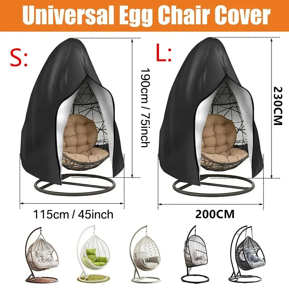 Waterproof Patio Hanging Egg Chair Cover 210D Heavy Duty – Windproof Dustproof Swing Seat Slipcover for Single & Double Garden Chairs