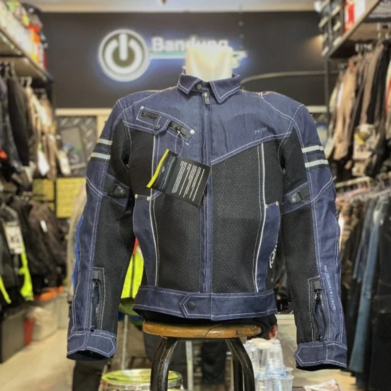 KOMINE JK006 Motorcycle Jacket - Breathable Denim Mesh Racing Riding Protective Gear High Performance Safety Clothing