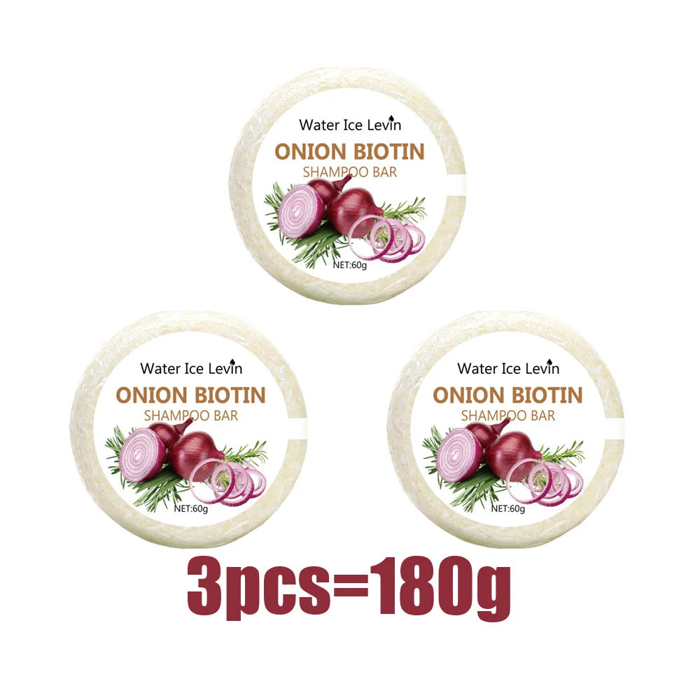 Onion & Biotin Shampoo Soap Bar 60g with Rosemary Extract for Moisturizing Hair Care