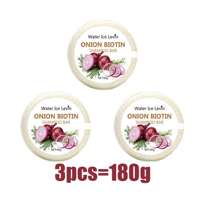 Onion & Biotin Shampoo Soap Bar 60g with Rosemary Extract for Moisturizing Hair Care