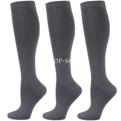 3 Pairs Knee High Compression Socks – Anti-Fatigue Support Stockings for Varicose Veins, Pain Relief & Sports Recovery (Men & Women)