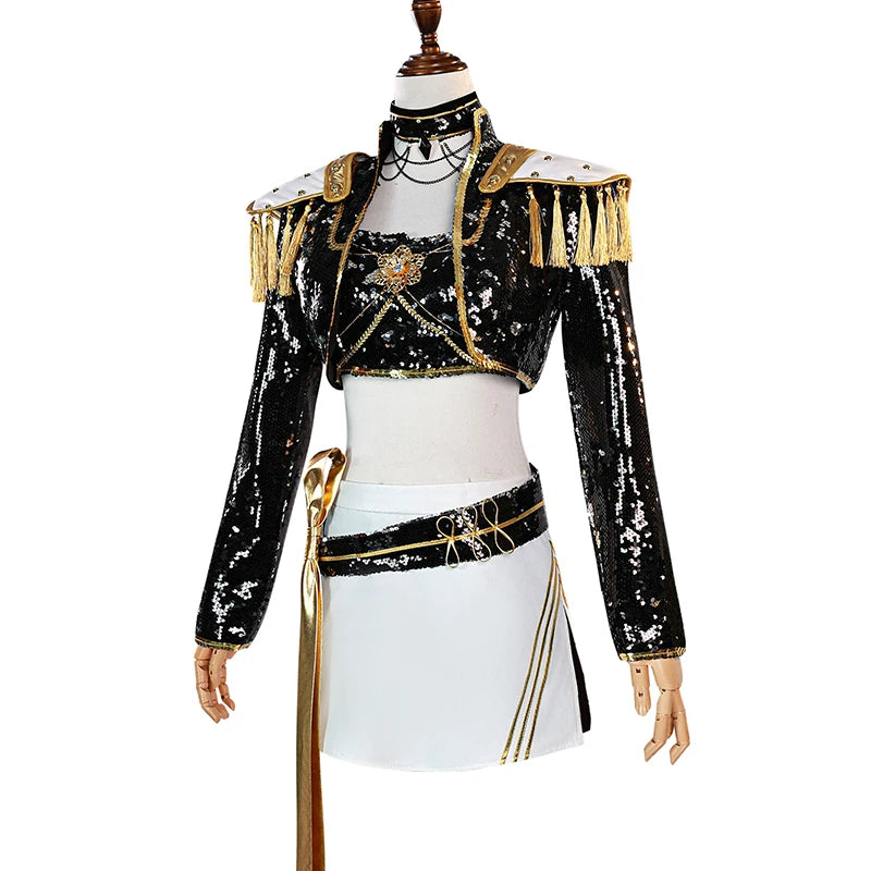 Rumi Zoey Mira Cosplay Costume Wig – Black & Gold Women’s Halloween Party Role-Playing Outfit