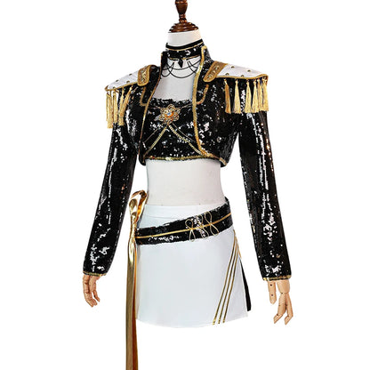 Rumi Zoey Mira Cosplay Costume Wig – Black & Gold Women’s Halloween Party Role-Playing Outfit