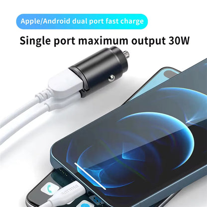 100W/200W Fast Car Charger - QC3.0 PD USB Type C Dual Port Adapter for iPhone Samsung Xiaomi Huawei 12-24V Vehicle Power